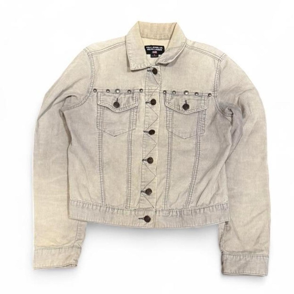 Y2K Polo Ralph Lauren Jeans Co Faded Studded Corduroy Cropped Jacket
